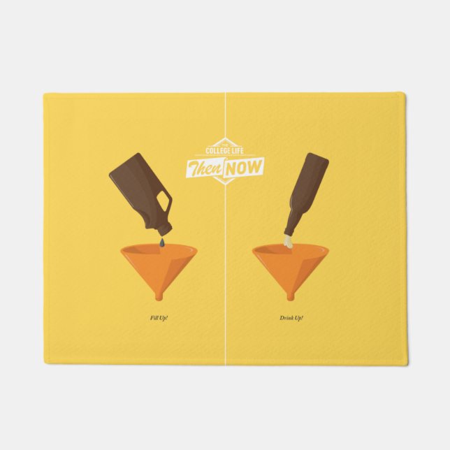 Dann und jetzt: Bier Pong Fußmatte (Vorderseite)