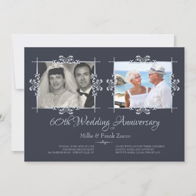 Dann und jetzt Foto Anniversary Einladung (Vorderseite)