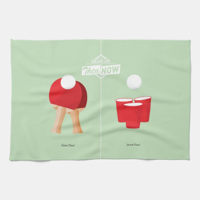 Dann und jetzt: Klingeln Pong Handtuch (Horizontal)
