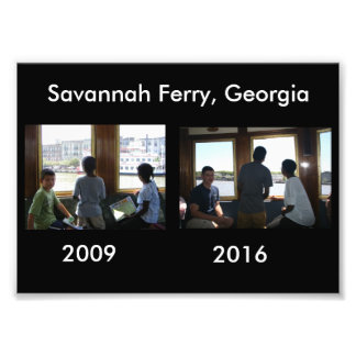 Dann und jetzt - Savannah Ferry, GA Fotodruck