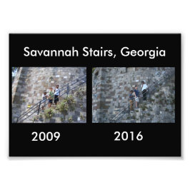 Dann und jetzt - Savannah Treairs, GA Fotodruck