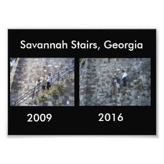 Dann und jetzt - Savannah Treairs, GA Fotodruck