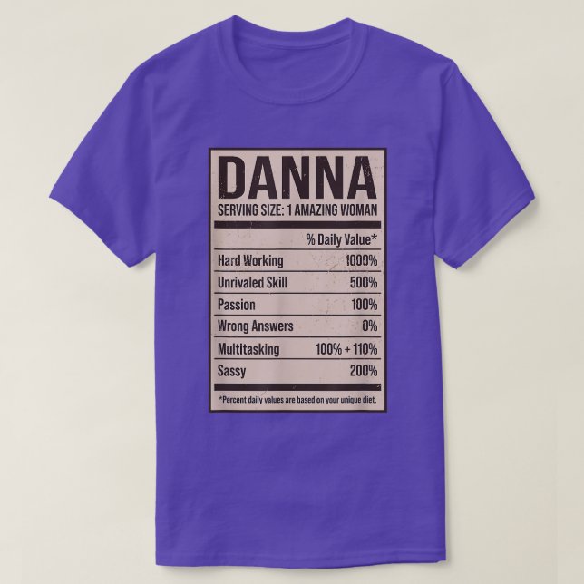 Danna Nutrition Fakten Name Nickname Alias Titel F T-Shirt (Design vorne)