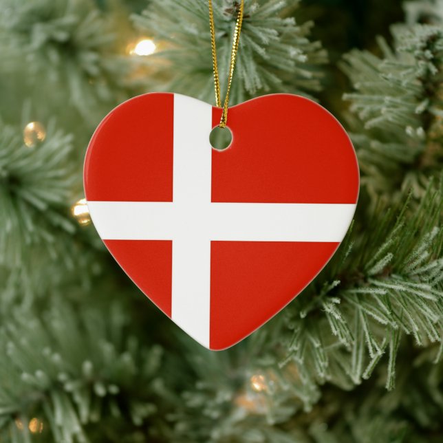 Dannebrog; die Offizielle Flagge Dänemarks Keramik Ornament (Baum)