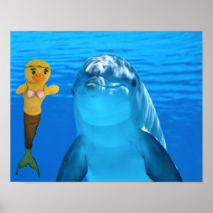 Danni der Meerjungfrau und Delphin-Freund Poster
