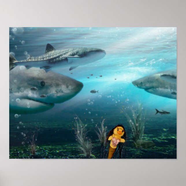 Danni la Sirène et ses amis de requins Poster (Devant)