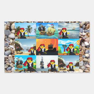 Danny Duck der Pirat Collage Rechteckiger Aufklebe Aufkleber