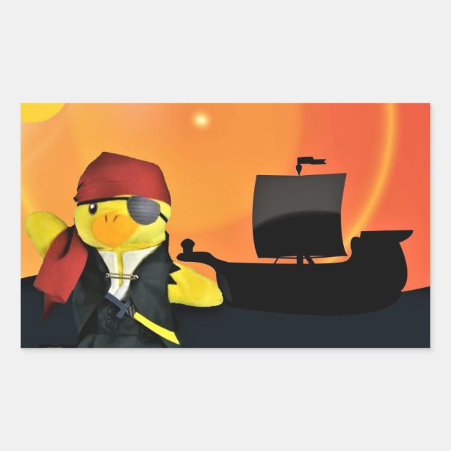 Danny Duck, der rechteckige Aufkleber für Piraten (Vorderseite)