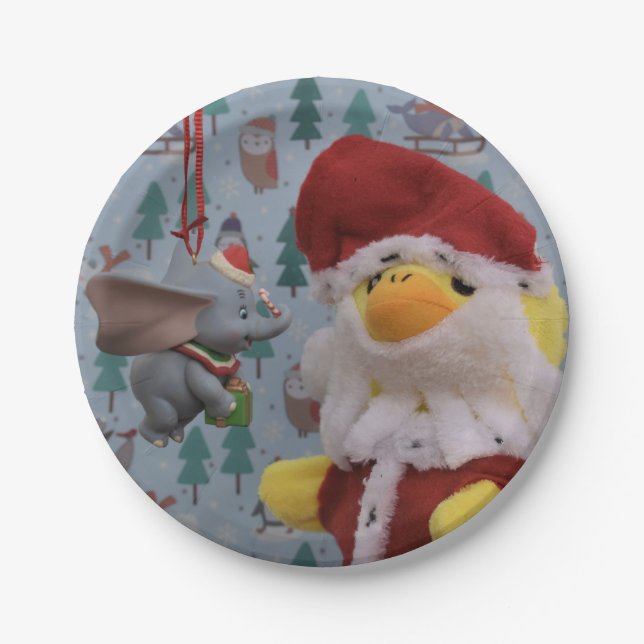 Danny Duck Père Noël. Assiettes en Papier. (Devant)