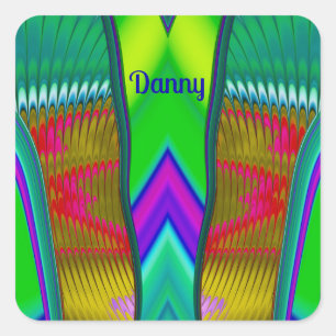 DANNY ~ Multicolored 3D ~ Quadratischer Aufkleber