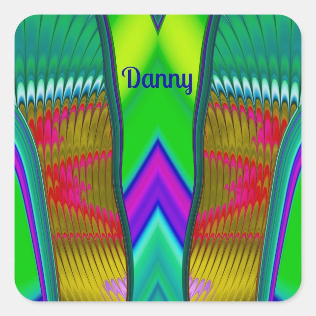 DANNY ~ Multicolored 3D ~ Quadratischer Aufkleber (Vorderseite)