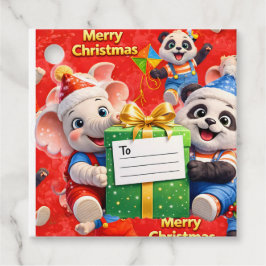 Danny und Dave Elefant und Panda Frohe Weihnachten Geschenkanhänger