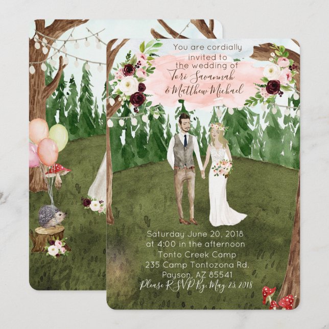 Dans La Faire-part de mariage Forestière Calme (Devant / Derrière)