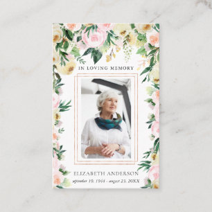 Dans la mémoire aimante   Carte de prière funérair