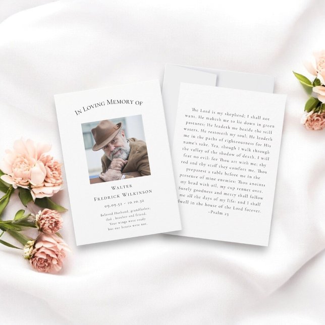 dans la mémoire aimante moderne simple carte de pr (small pocket size prayer card lovely keepsake  ro give family and friends at your lovedones memorial)