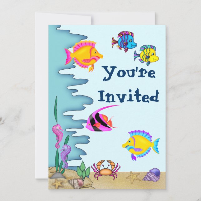 Dans la mer Invitation d'anniversaire pour les fil (Devant)