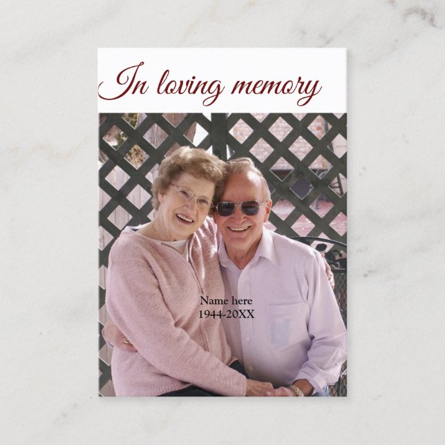 dans l'amour nom de mémoire texte keepsaké carte d (Devant)