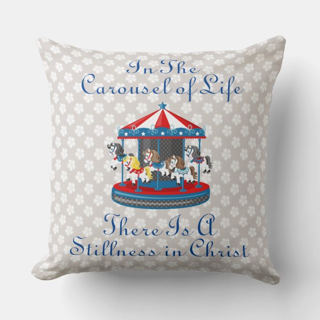 Dans le carrousel de la vie Coussin d'oeillet beig (Recto)