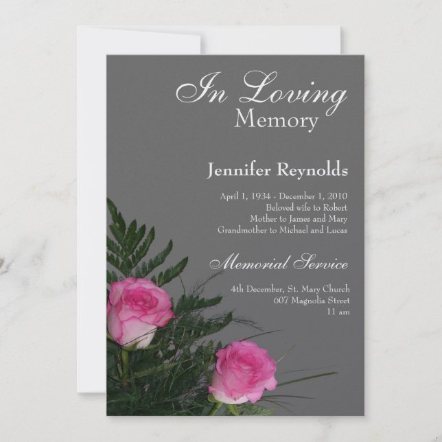 Dans le Faire-part commémoratif en mémoire d'amour (Devant)