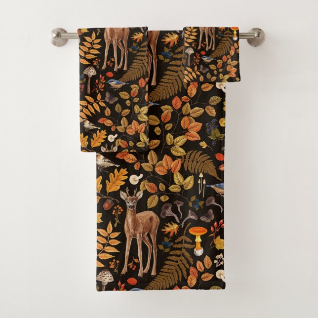 Dans les bois / Cerf d'automne sur noir (En situation)