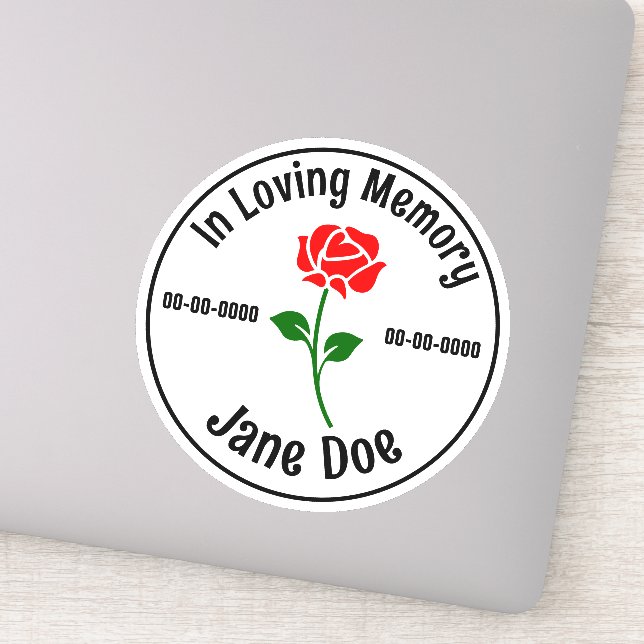 Dans Love Memory Rose Custom Cut Vinyl Sticker (Détail)