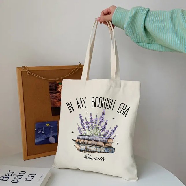 Dans Mon Sac fourre-tout Floral De Lavande D'Époqu (lavender book tote bag, floral book bag, custom name tote bag, personalized tote bag, book tote bag)