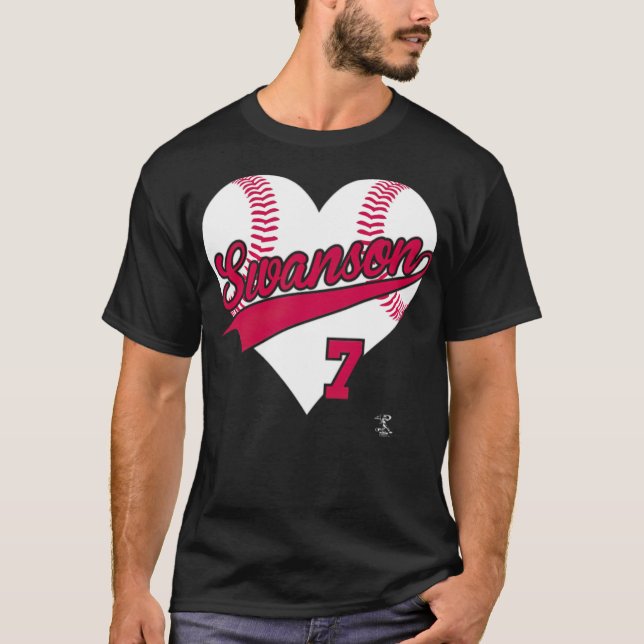Dansby Swanson Baseball Herzenssport 90er Jahre T-Shirt (Vorderseite)