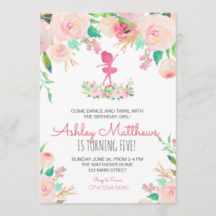 Danse anniversaire, ballerine, invitation d'annive