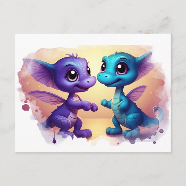 *~* Danse AP48 Invitation PHOTO Dragon Dino Carte  (Devant)