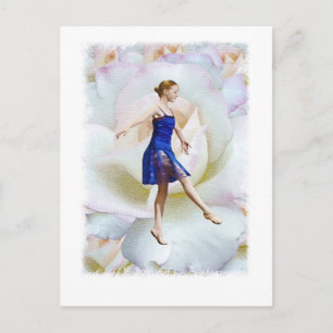 Danse de ballet sur carte postale Rose blanche
