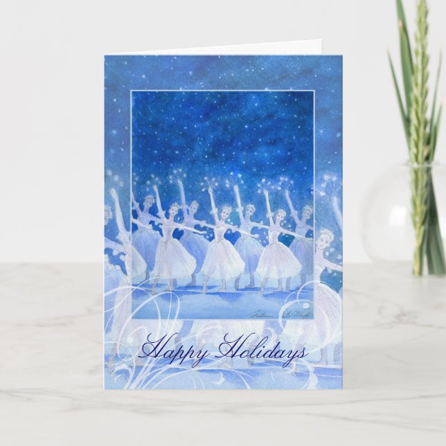 Danse de la carte de voeux de vacances de flocons (Devant)
