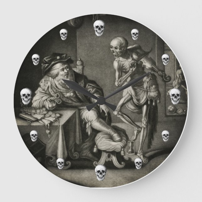 Danse de la mort Homme riche Horloge murale (Recto)