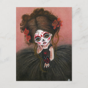 Danse Macabre grand oeil fille Carte postale