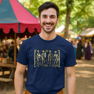Danse Macabre Skelettmusiker Mittelalterliche Kuns T-Shirt