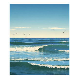 Dansende Golven onder de Hemel Fotodruck