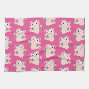 Danser Cartoon Cochon Répéter Motif Serviette de c
