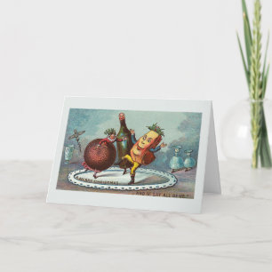 "Danser de la nourriture de Noël !" Carte vintage