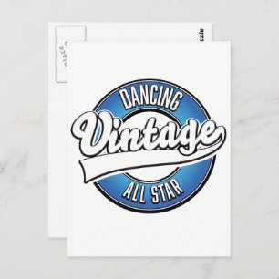 Danser vintage logo étoile carte postale