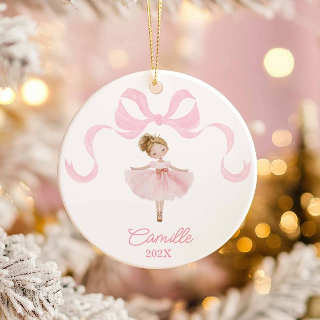 Danseur de ballet ornement de Noël (Pink Girl Ballet Christmas Ornament)