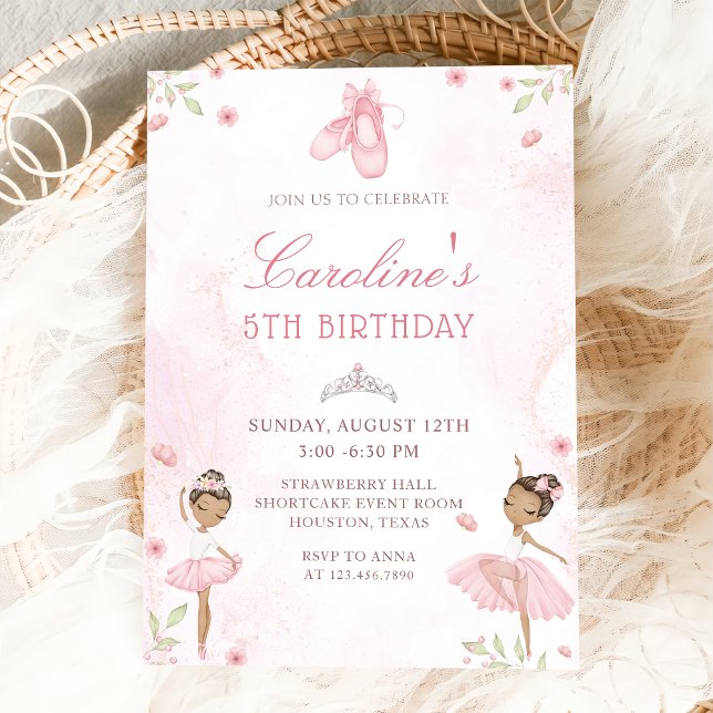 Danseur de ballet rose Ballerina Invitation d'anni (Créateur téléchargé)