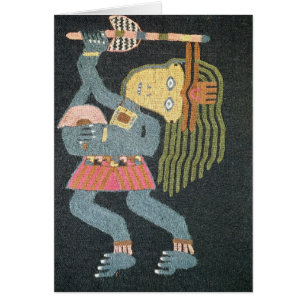 Danseur tissé de laine avec le bâton, tribu de