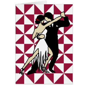 Danseurs de Tango Bourgogne et blanc Géométrique