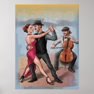 Danseurs de tango - Poster d'art tiré à la main (P