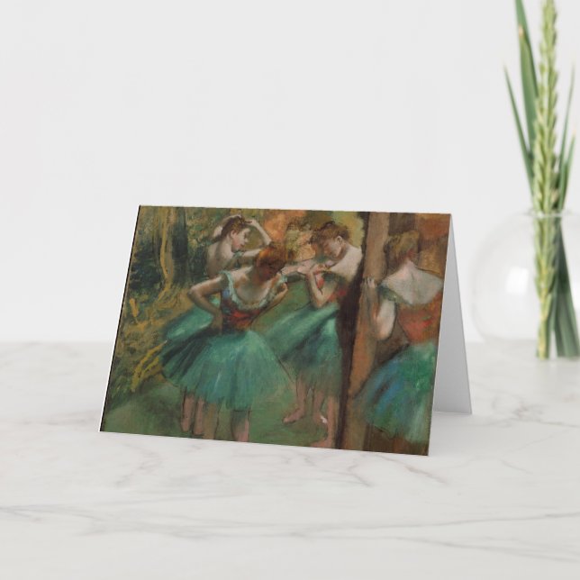 Danseurs d'Edgar Degas roses et carte de voeux (Devant)