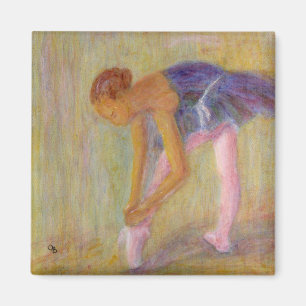 Danseuse Attache Ses Chaussures De Ballet, Aimant