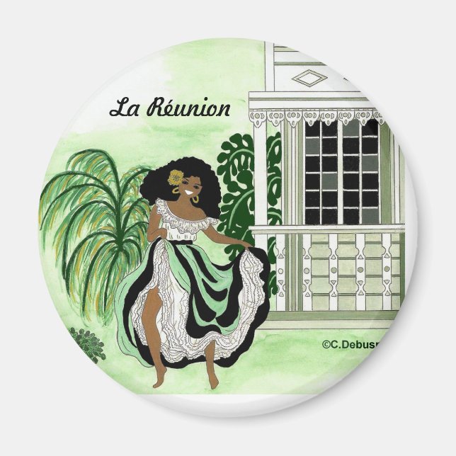 Danseuse et case, Île de La Réunion Magnet (Vorne)