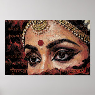 Danseuse Kathak Expressive Yeux Art mural culturel