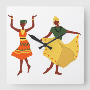 Danseuses africaines quadratische wanduhr