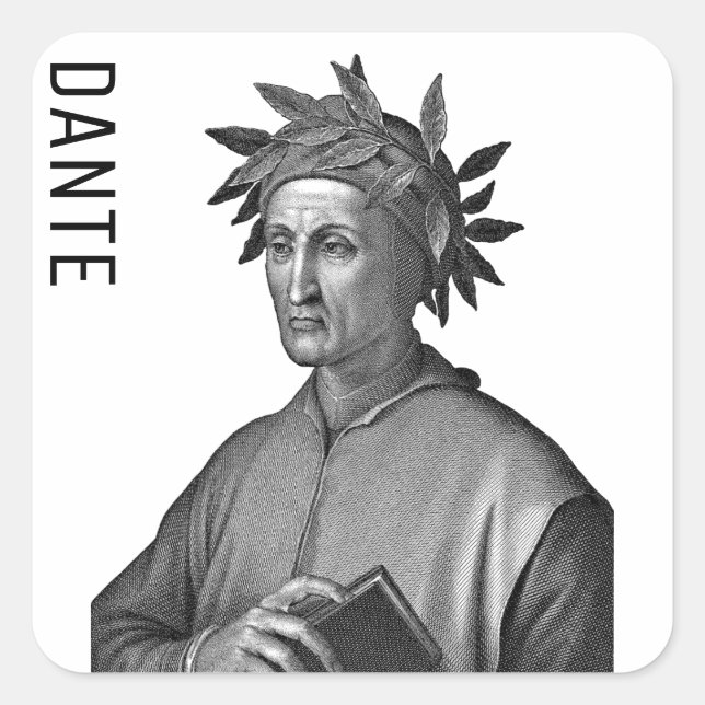 Dante Alighieri Quadratischer Aufkleber (Vorderseite)