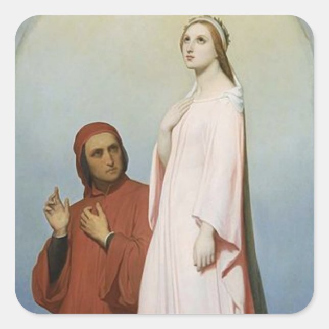 Dante & Beatrice Quadratischer Aufkleber (Vorderseite)